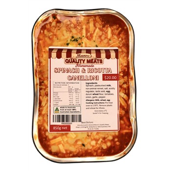 Spinach & Ricotta Cannelloni 850g NET