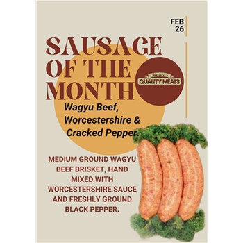 Wagyu Beef, Worcestershire and cracked Pepper Sausage